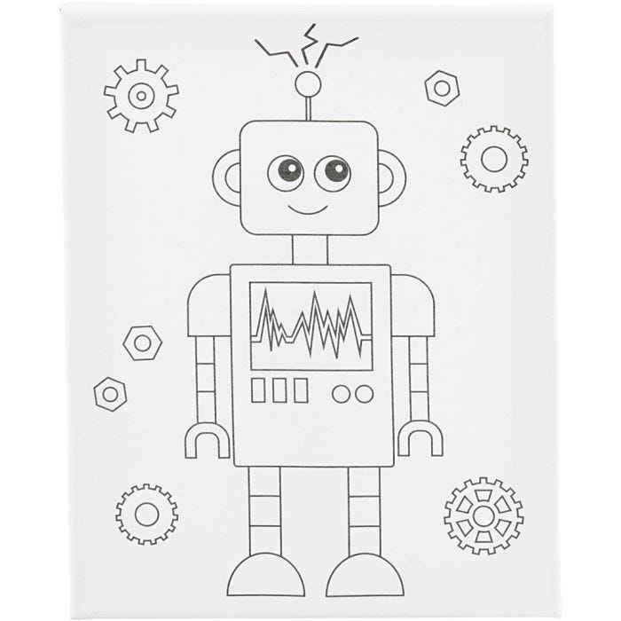 Malelerret med trykk, Robot, D: 1,6 cm, str. 24x30 cm, 360 g, 1 stk.