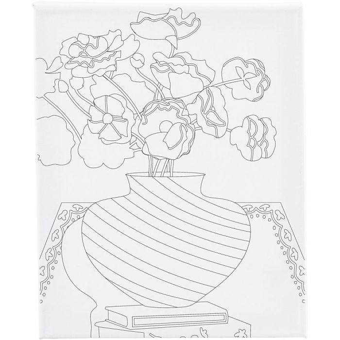 Malelerret med trykk, Bukett i vase, D: 1,6 cm, str. 24x30 cm, 360 g, 1 stk.
