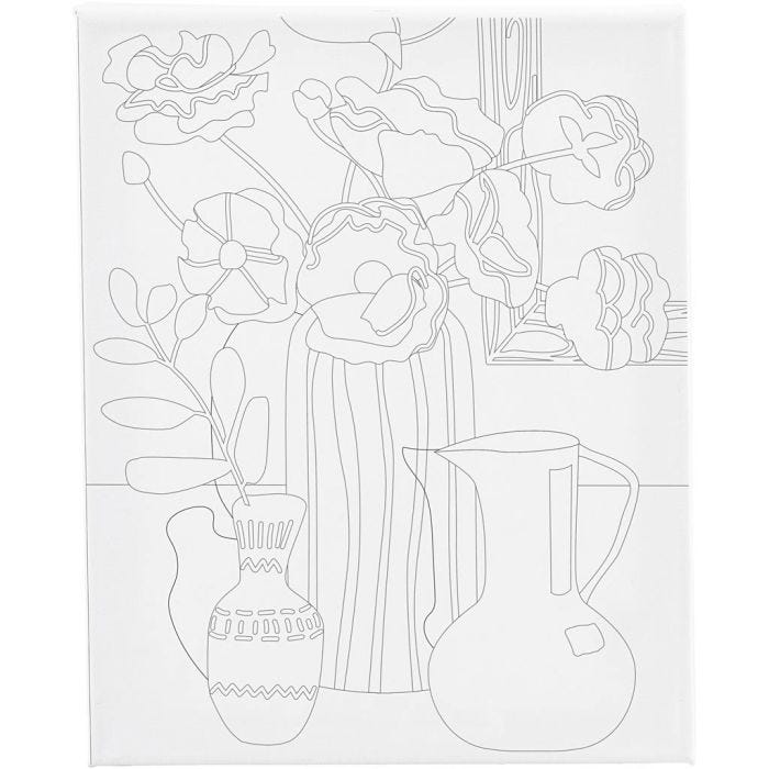 Malelerret med trykk, Blomstrete stilleben, D: 1,6 cm, str. 24x30 cm, 360 g, 1 stk.