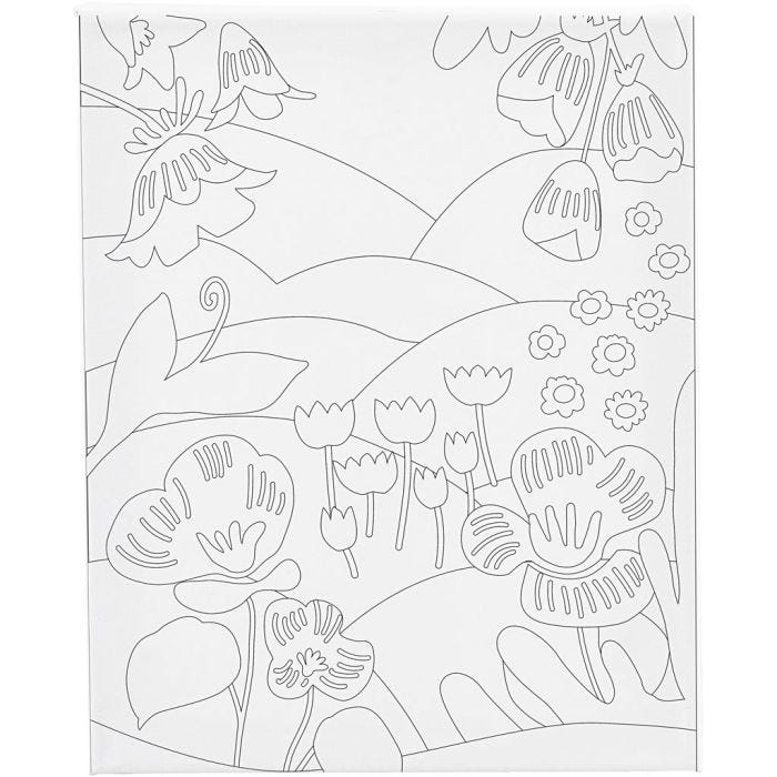 Malelerret med trykk, Blomsterlandskap, D: 1,6 cm, str. 24x30 cm, 360 g, 1 stk.