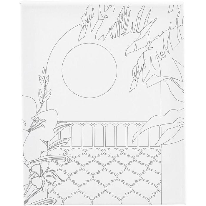 Malelerret med trykk, Solfylt balkong , D: 1,6 cm, str. 24x30 cm, 360 g, 1 stk.