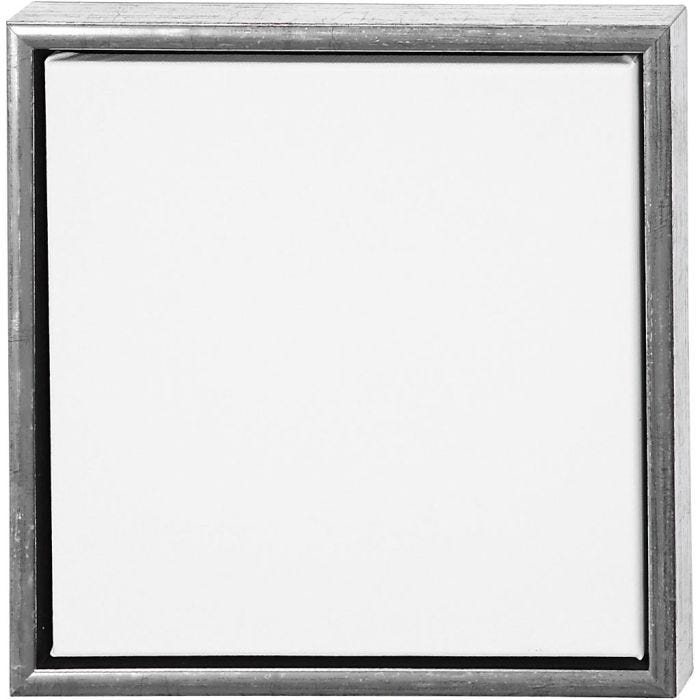 Lerret met ramme, str. 30x30 cm, 360 g, antikk sølv, hvit, 1 stk.