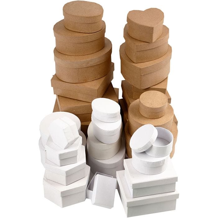 Esker, str. 6,5-18 cm, brun, hvit, 30 stk./ 1 sett
