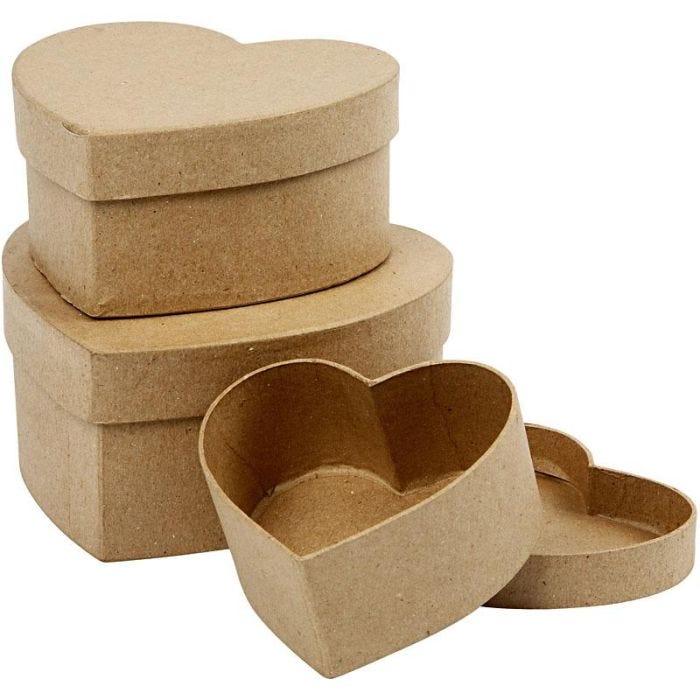 Hjerteesker, H: 5+6,5+7,5 cm, B: 10+12,5+15 cm, 3 stk./ 1 sett