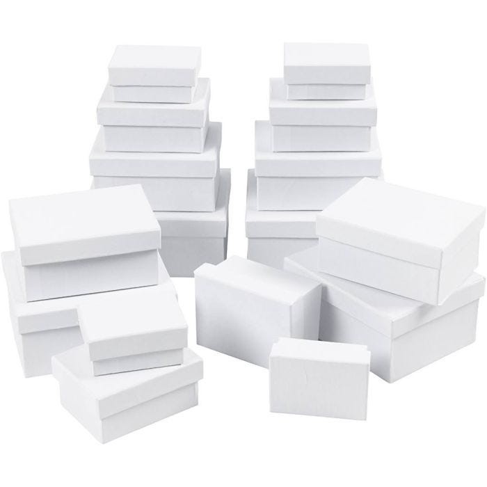 Rektangulære Esker, H: 3,5+4,5+5,5+6,5 cm, str. 8,5x11,5+11x14 cm, 4x4 stk./ 1 pk.