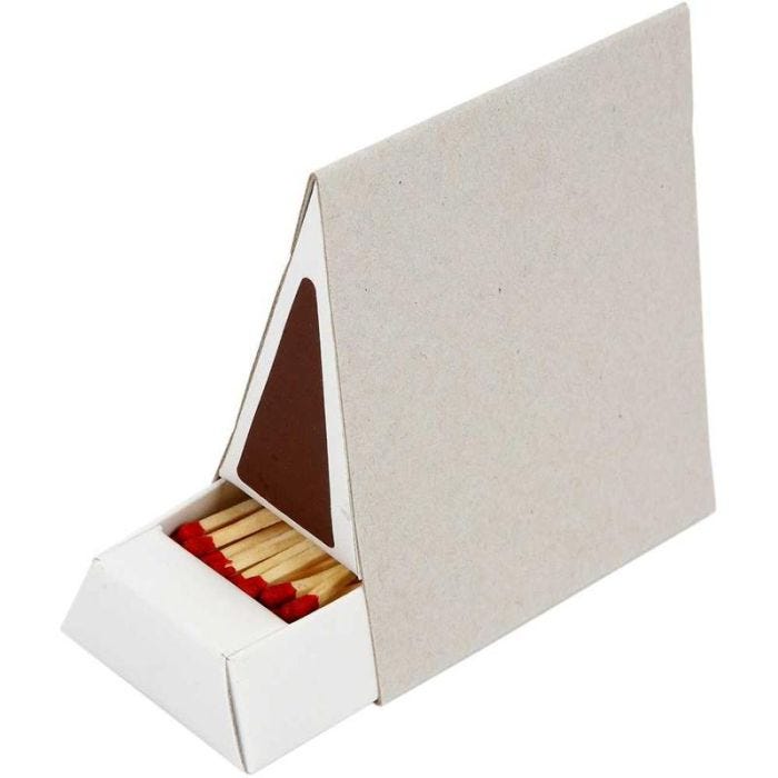Fyrstikkeske, str. 8,5x5x9,5 cm, 10 stk./ 1 pk.