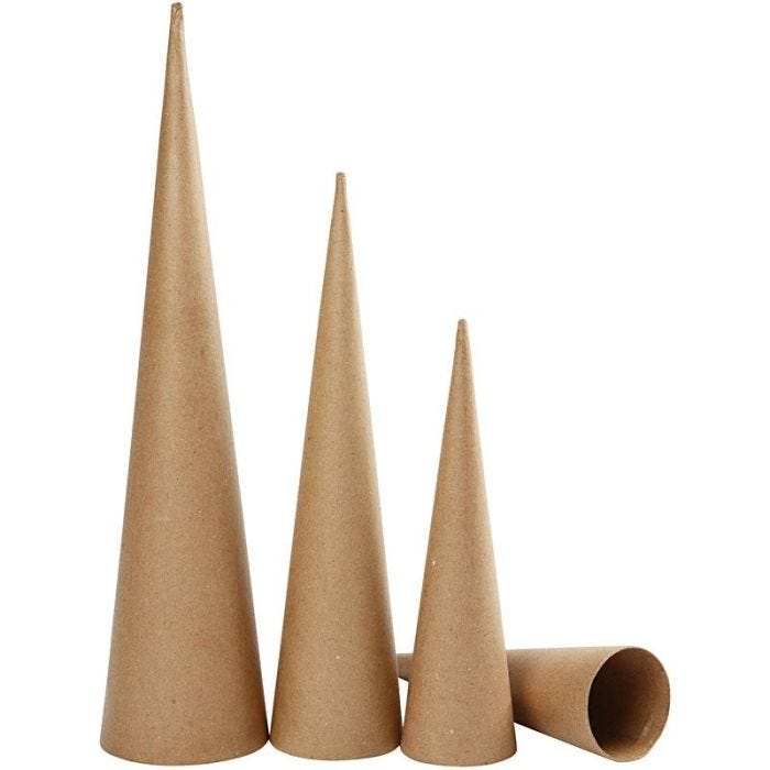 Høye Kjegler, H: 30-40-50 cm, dia. 8-9-11,5 cm, 3 stk./ 1 pk.
