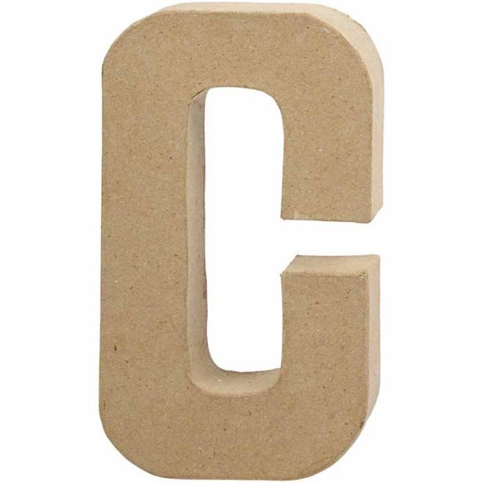 Bokstav, C, H: 20,5 cm, B: 11,5 cm, tykkelse 2,5 cm, 1 stk.