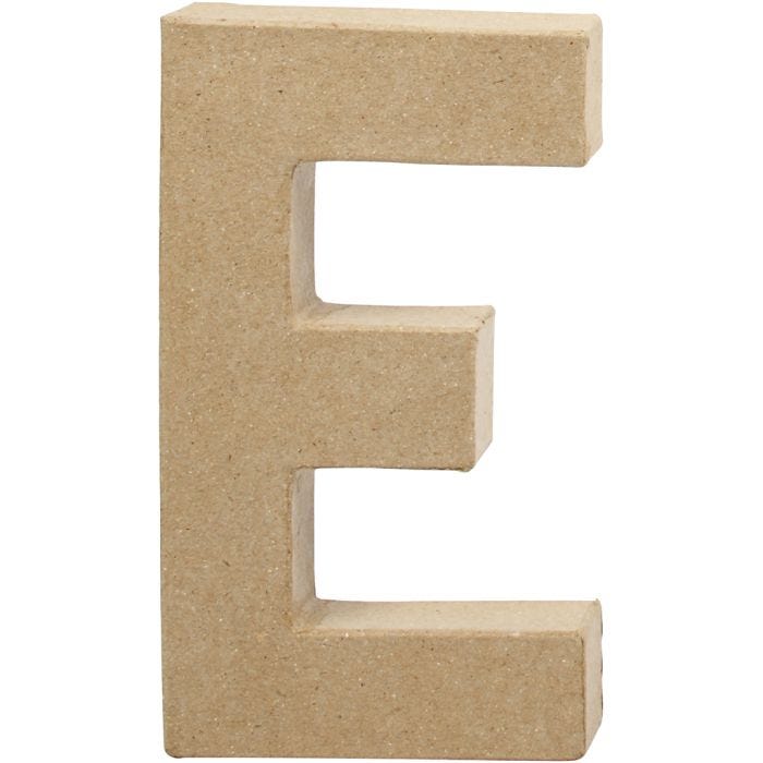 Bokstav, E, H: 20,5 cm, B: 11,5 cm, tykkelse 2,5 cm, 1 stk.