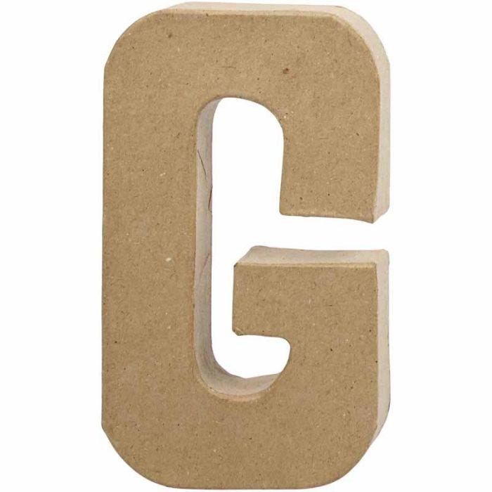 Bokstav, G, H: 20,5 cm, B: 11,5 cm, tykkelse 2,5 cm, 1 stk.