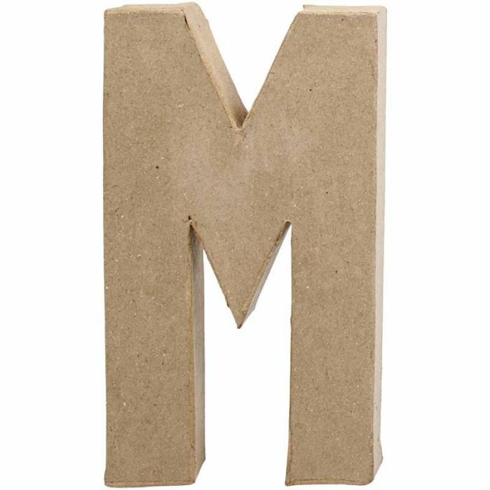 Bokstav, M, H: 20,5 cm, B: 12 cm, tykkelse 2,5 cm, 1 stk.