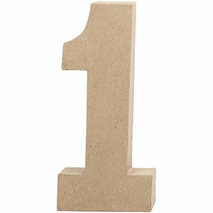Tall, 1, H: 20,5 cm, B: 9,5 cm, tykkelse 2,5 cm, 1 stk.