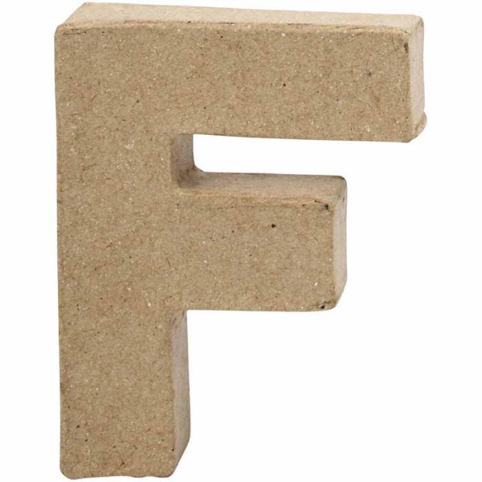 Bokstav, F, H: 10 cm, B: 7,6 cm, tykkelse 1,7 cm, 1 stk.
