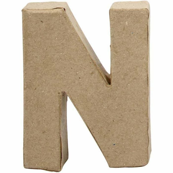 Bokstav, N, H: 10 cm, B: 7,8 cm, tykkelse 2 cm, 1 stk.