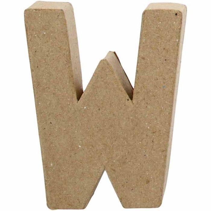 Bokstav, W, 10 cm, 8,3 cm, 1,7 cm, 1 stk.
