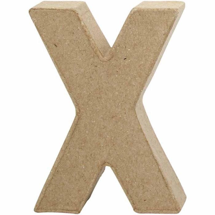 Bokstav, X, H: 10 cm, B: 7,6 cm, tykkelse 1,7 cm, 1 stk.