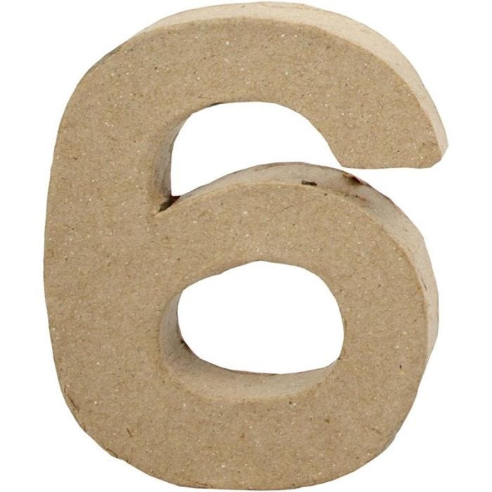 Tall, 6, H: 10 cm, B: 8,2 cm, tykkelse 1,7 cm, 1 stk.