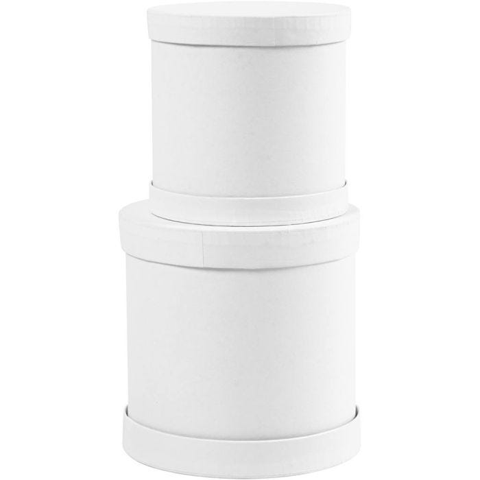Trommeesker, H: 11+13 cm, dia. 11+13 cm, hvit, 1 sett