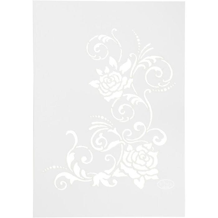 Stensil, filigree blomster, A4, ark 210x297 mm, 1 stk.