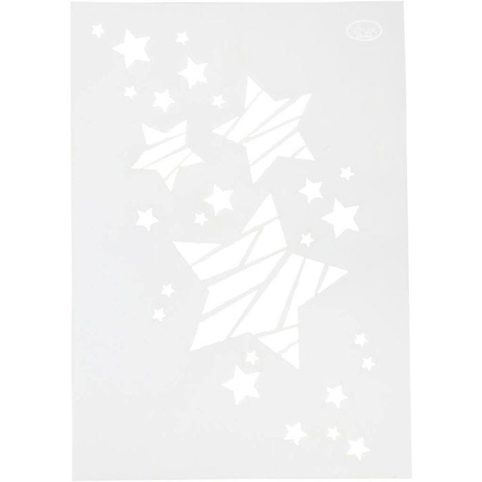Stensil, stjerner, A4, ark 210x297 mm, 1 stk.