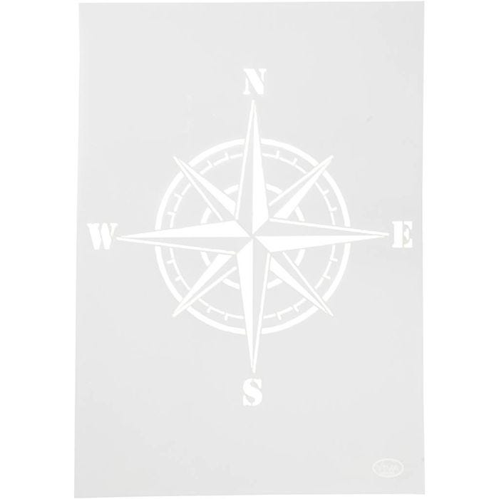 Stensil, kompass, A4, ark 210x297 mm, 1 stk.