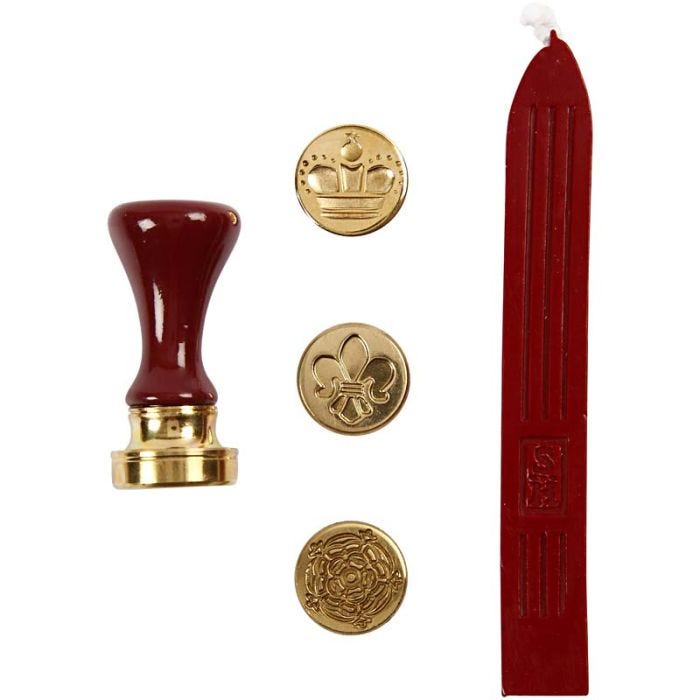 Lakk og segl, krone, blomst, fransk lilje, dia. 18 mm, 1 sett