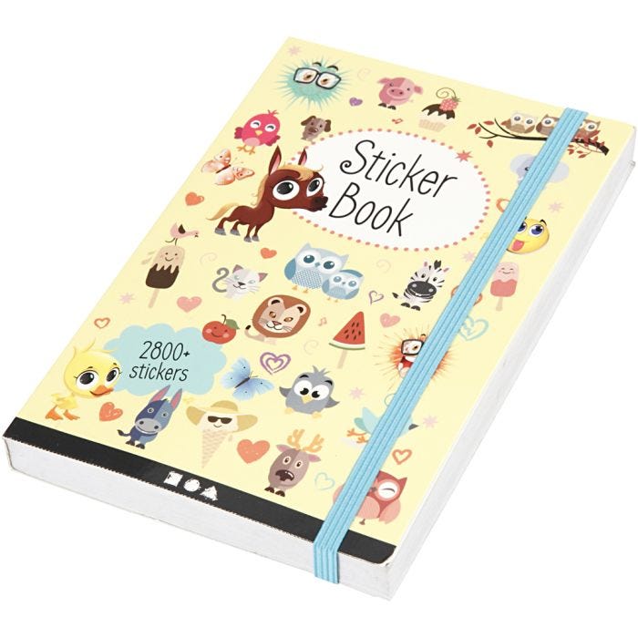 Bok med stickers, str. 11,5x17 cm, 1 stk.