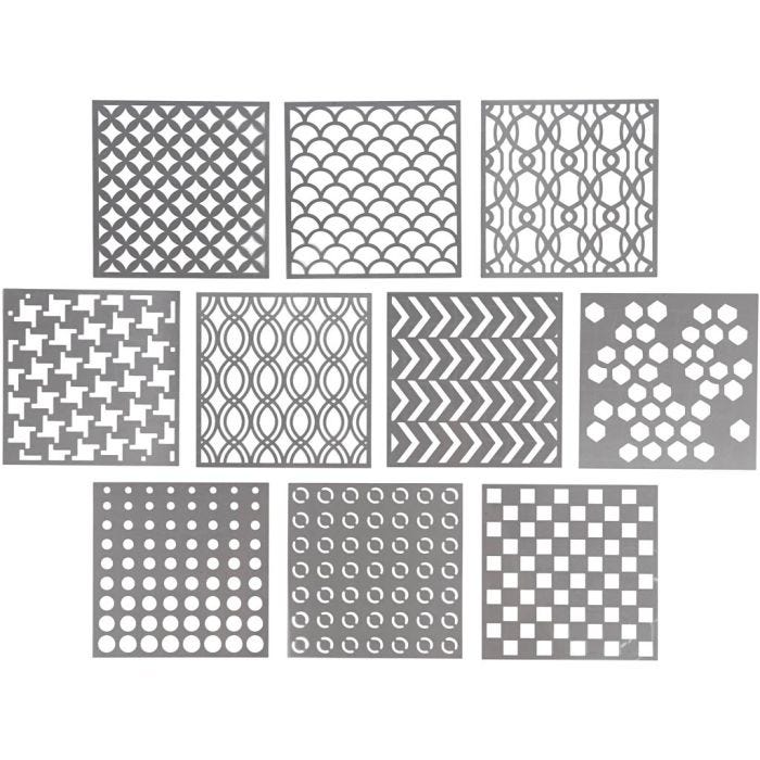 Stensil, str. 15x15 cm, tykkelse 0,31 mm, 10 ark/ 1 pk.