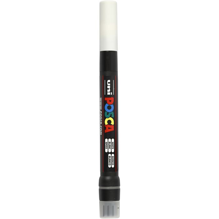 Posca Tusj, nr. PCF350, strek 1-10 mm, brush, hvit, 1 stk.