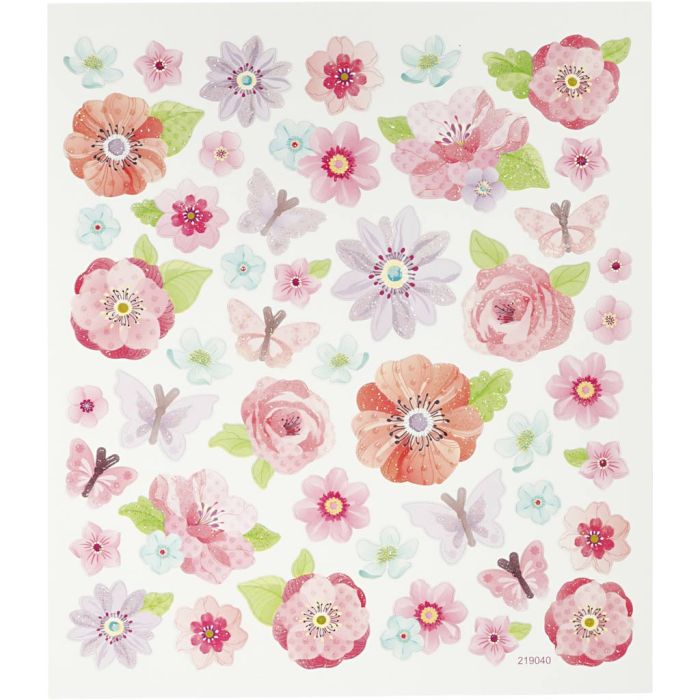 Klistremerker, vårblomster, ark 15x16,5 cm, 1 ark