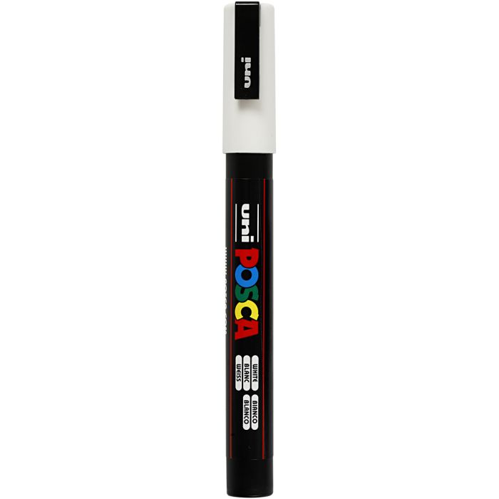 Posca Tusj, nr. PC-3M, strek 0,9-1,3 mm, fine, hvit, 1 stk.