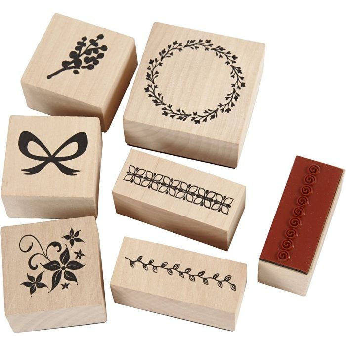 Stempelsett, natur, 7 ass./ 1 pk.