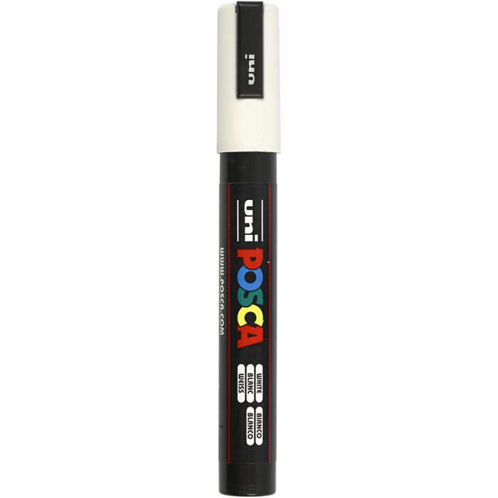 Posca Tusj, nr. PC-5M, strek 2,5 mm, medium, hvit, 1 stk.