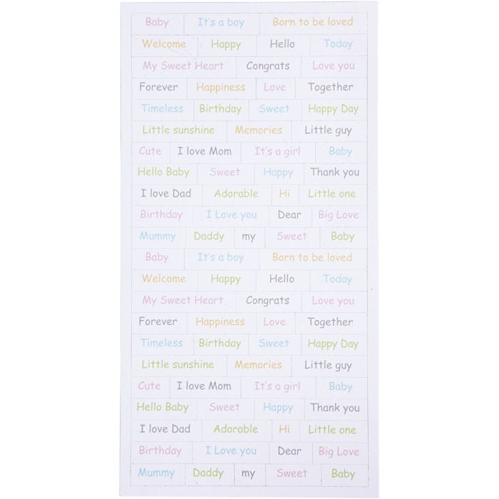 Stickers, baby, ark 12x23 cm, 2x84 stk./ 1 pk.