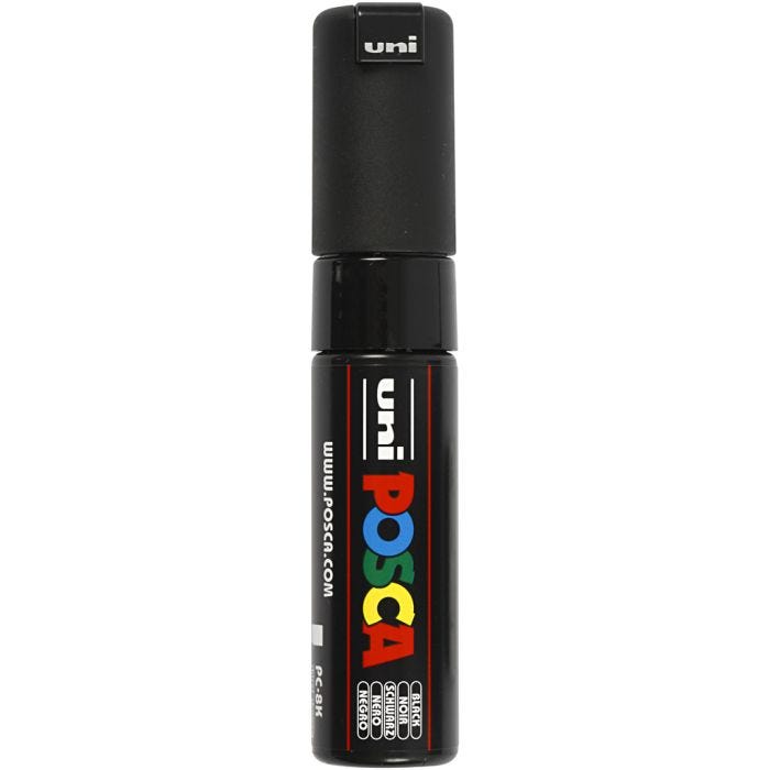 Posca Tusj, nr. PC-8K, strek 8 mm, bred, svart, 1 stk.