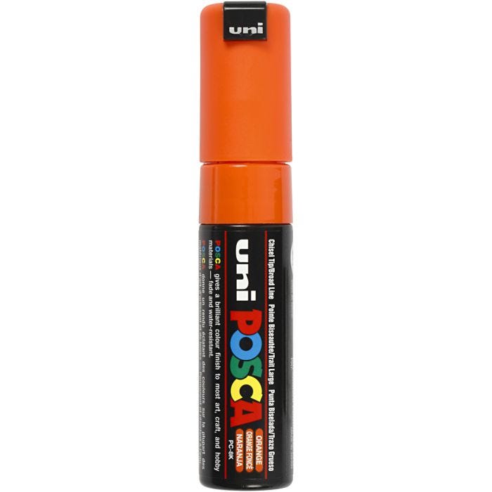 Posca Tusj, nr. PC-8K, strek 8 mm, bred, orange, 1 stk.