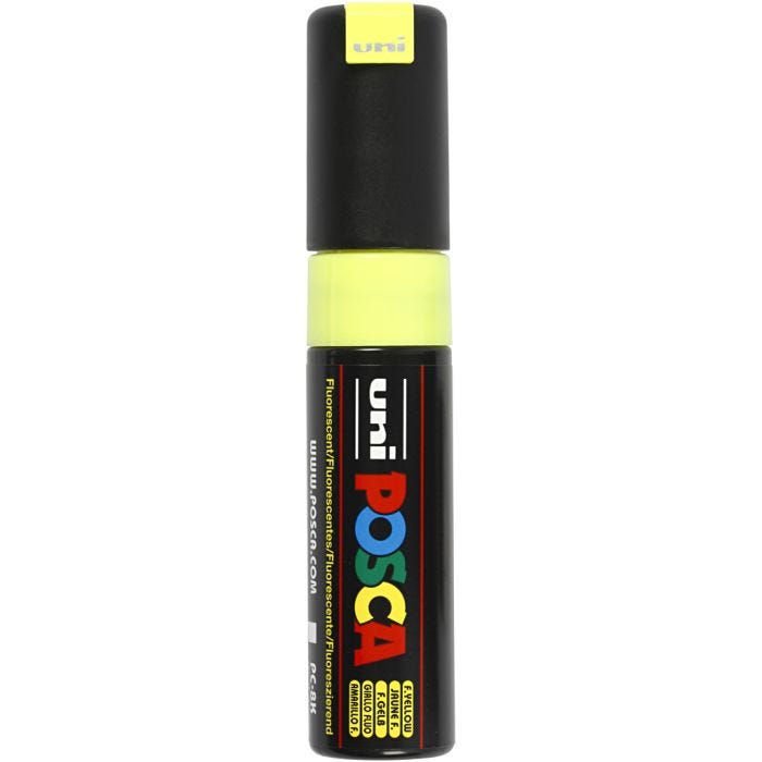 Posca Tusj, nr. PC-8K, strek 8 mm, bred, fluo yellow, 1 stk.