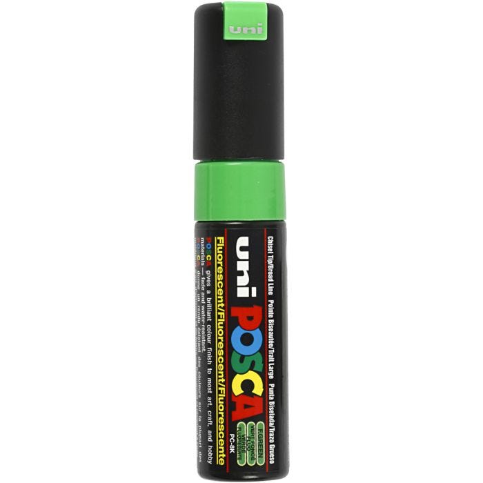 Posca Tusj, nr. PC-8K, strek 8 mm, bred, fluo green, 1 stk.