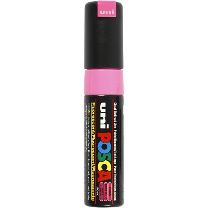 Posca Tusj, nr. PC-8K, strek 8 mm, bred, fluo pink, 1 stk.