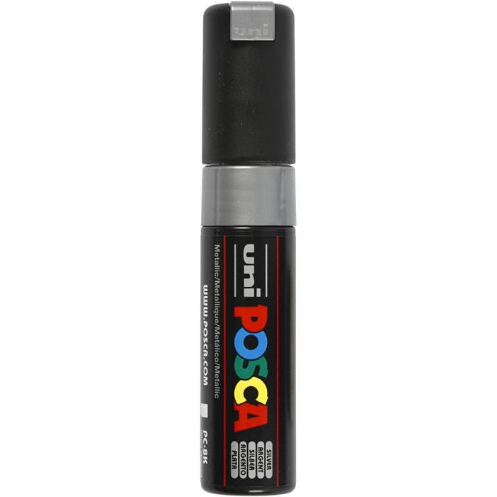 Posca Tusj, nr. PC-8K, strek 8 mm, bred, sølv, 1 stk.