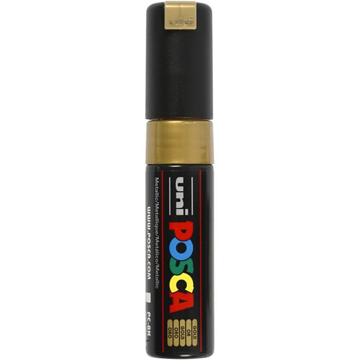 Posca Tusj, nr. PC-8K, strek 8 mm, bred, gull, 1 stk.
