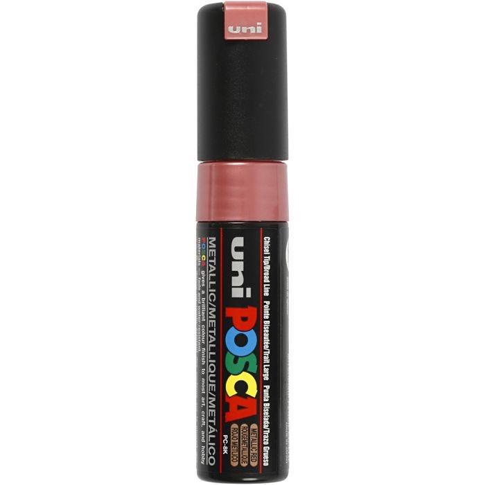 Posca Tusj, nr. PC-8K, strek 8 mm, bred, metallrød, 1 stk.