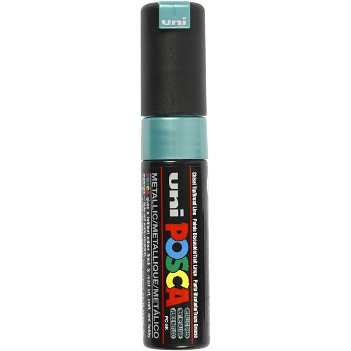 Posca Tusj, nr. PC-8K, strek 8 mm, bred, metallgrønn, 1 stk.