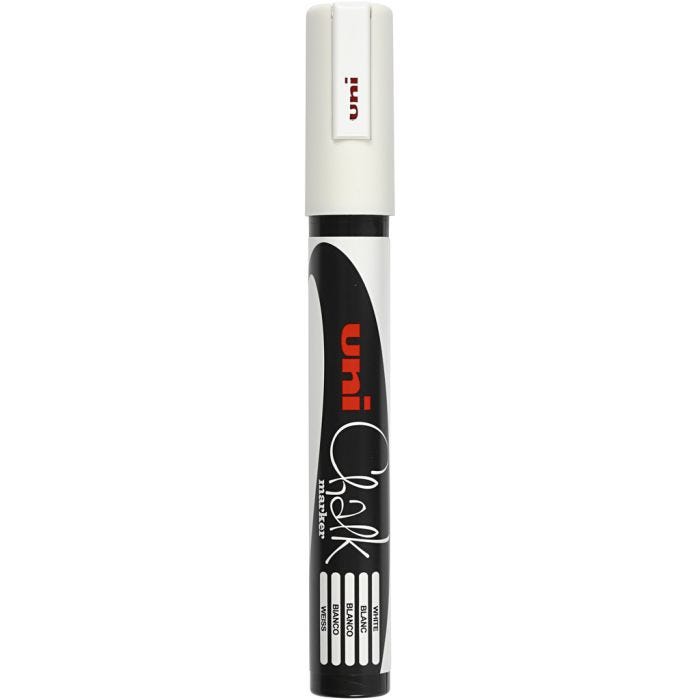 Chalk Marker, strek 1,8-2,5 mm, hvit, 1 stk.