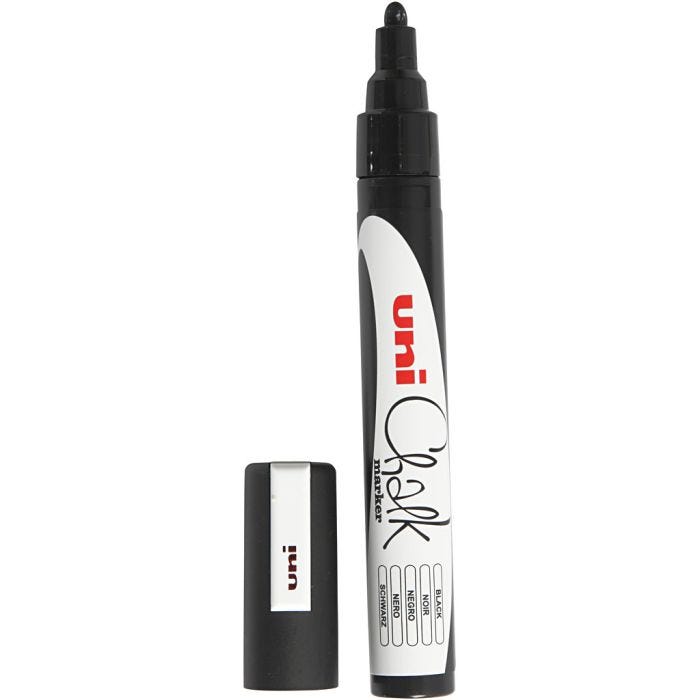 Chalk Marker, strek 1,8-2,5, svart, 1 stk.