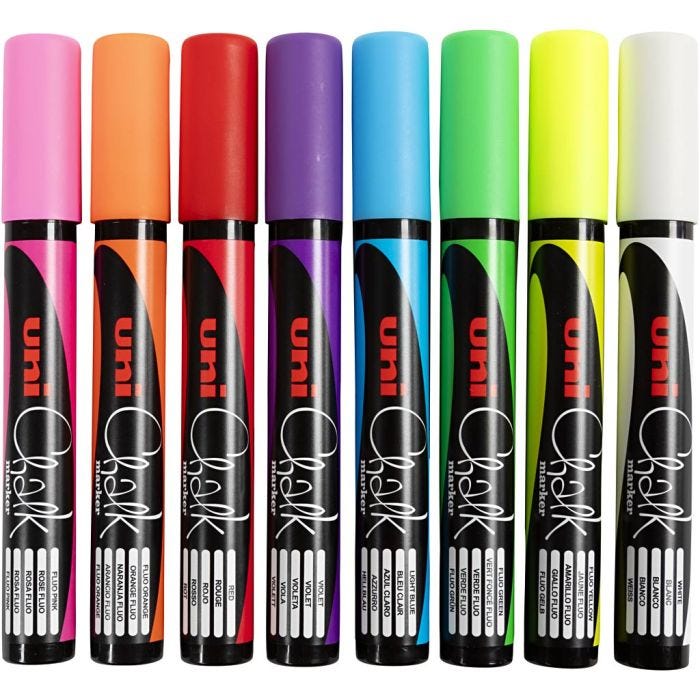 Chalk Marker, strek 1,8-2,5 mm, 8 stk./ 1 pk.
