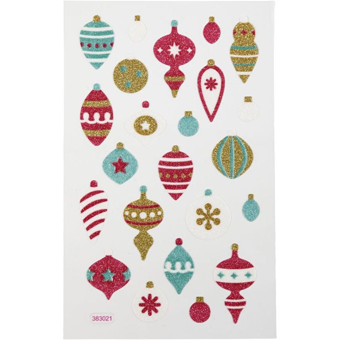 Glitterstickers, Julekuler, ark 10x16 cm, 1 ark