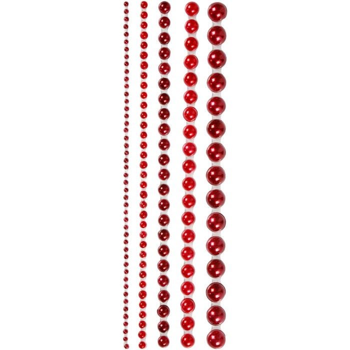 Halvperler, str. 2-8 mm, rød, 140 stk./ 1 pk.