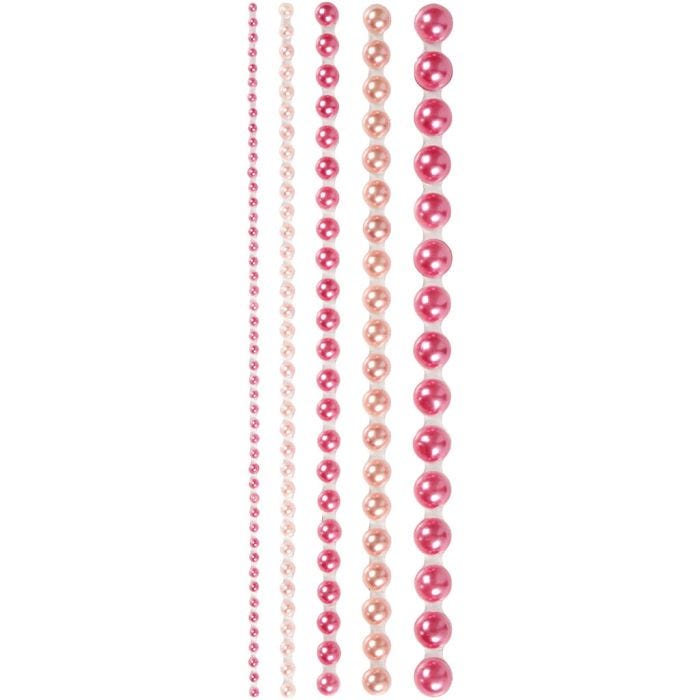 Halvperler, str. 2-8 mm, pink, 140 stk./ 1 pk.