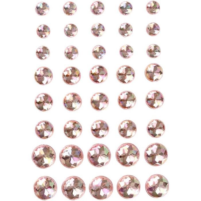 Rhinsten, str. 6+8+10 mm, pink, 40 stk./ 1 pk.
